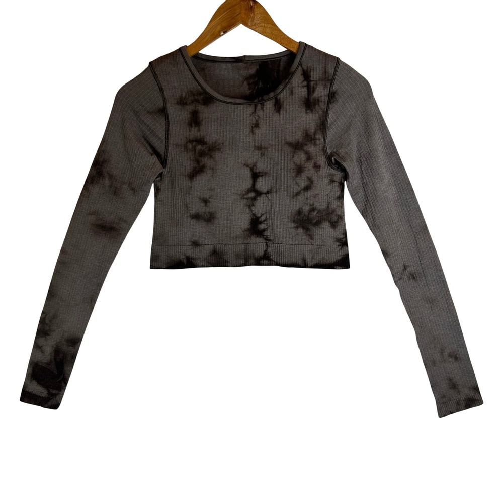 Lululemon Ebb to Street Long Sleeve Shirt Marble Dye Graphite Gray Size 6 W3FEIS
